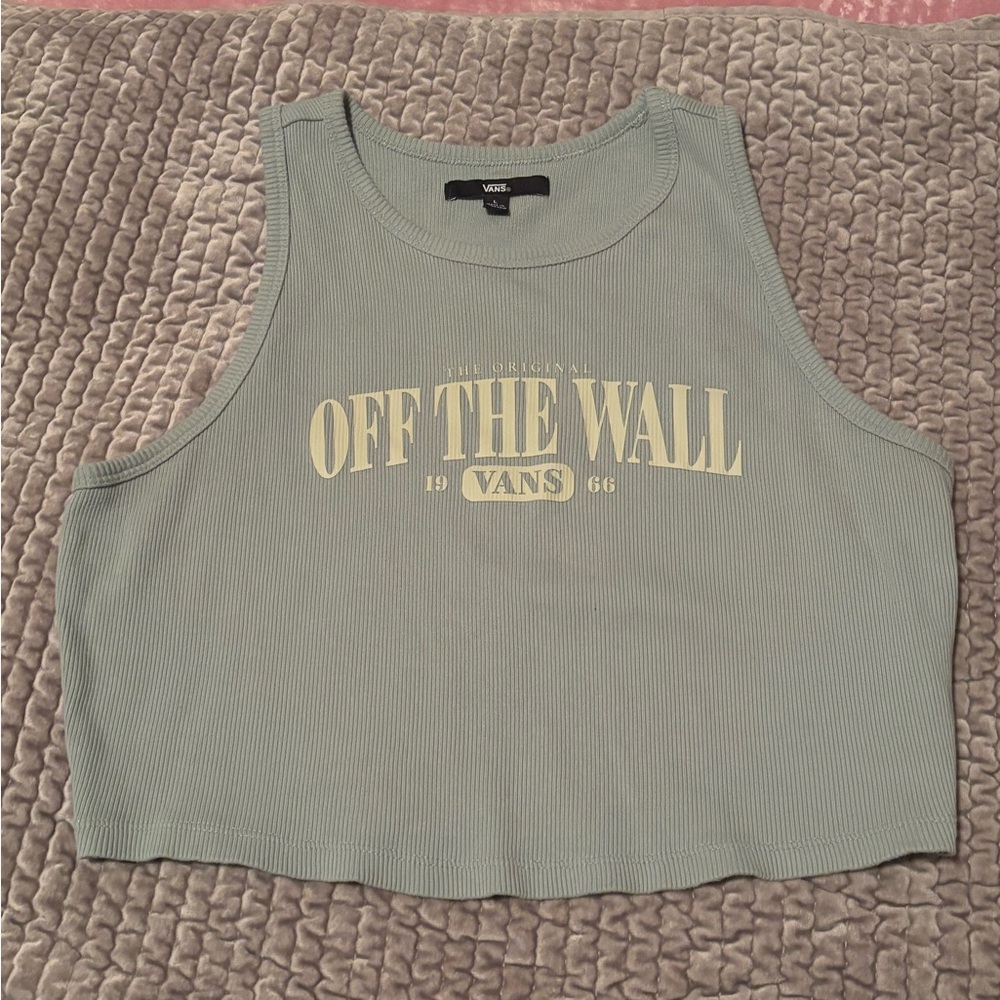 Vans Women's Sage Green 'Off The Wall' Crop Tanktop